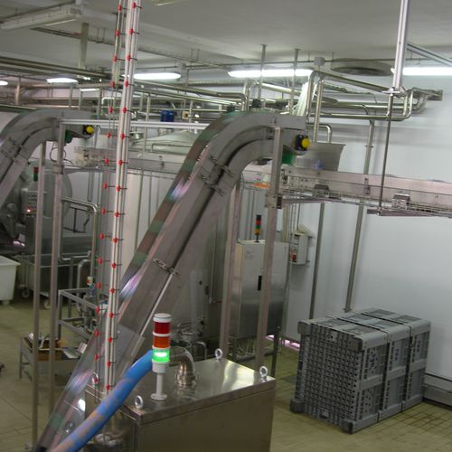 Convoyeur à bande - M.H. Material Handling S.p.A - à tasseaux / incliné / modulaire