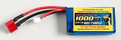 Batterie lithium-polymère - 7.4 V, 1 Ah | 2S 1000MAH - ZEUS Battery Products - prismatique