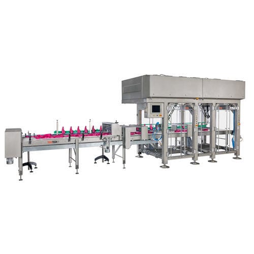 Redresseur de bouteilles robotisé - DELTRAK - TRAKTECH - à pince / pour l'industrie cosmétique / pour l'industrie pharmaceutique