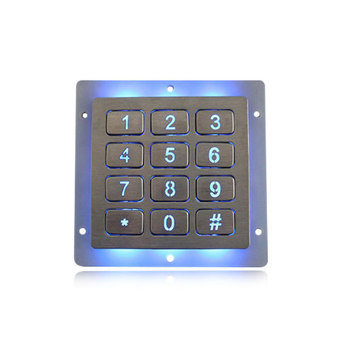 Clavier numérique 12 touches - K-TEK-B86KP-12-BL-DWP - Key Technology China Limited - encastrable / en acier inoxydable / RS-232