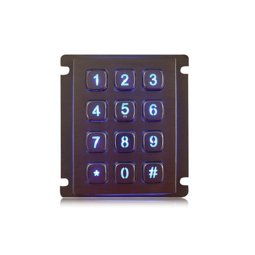 Clavier numérique 12 touches - K-TEK-A68KP-BL-DWP - Key Technology China Limited - encastrable / en métal / en acier inoxydable
