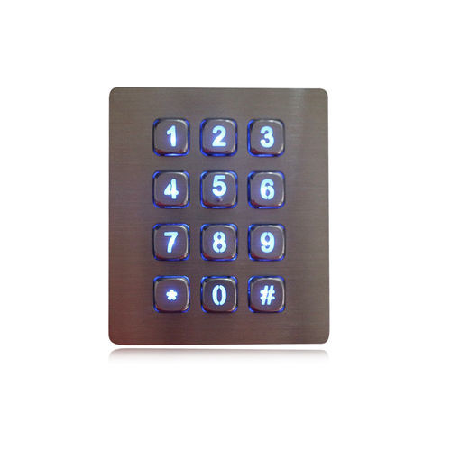 Clavier numérique 12 touches - K-TEK-A88KP-BL-DWP - Key Technology China Limited - encastrable / en métal / en acier inoxydable