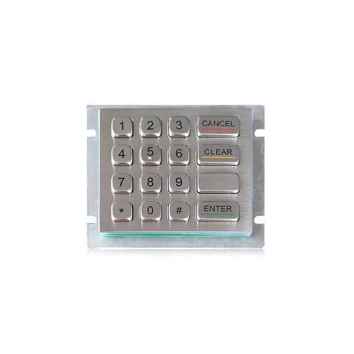Clavier numérique 16 touches - K-TEK-A100-90KP-RP-DWP - Key Technology China Limited - encastrable / en métal / en acier inoxydable