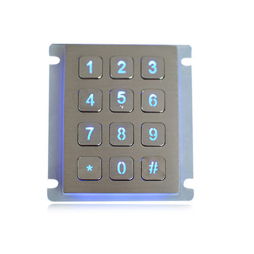 Clavier numérique 12 touches - K-TEK-B68KP-BL-DWP - Key Technology China Limited - encastrable / en métal / en acier inoxydable