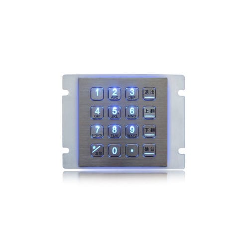 Clavier numérique 16 touches - K-TEK-B100-100KP-16S-RP-BL-DWP - Key Technology China Limited - encastrable / en métal / en acier inoxydable