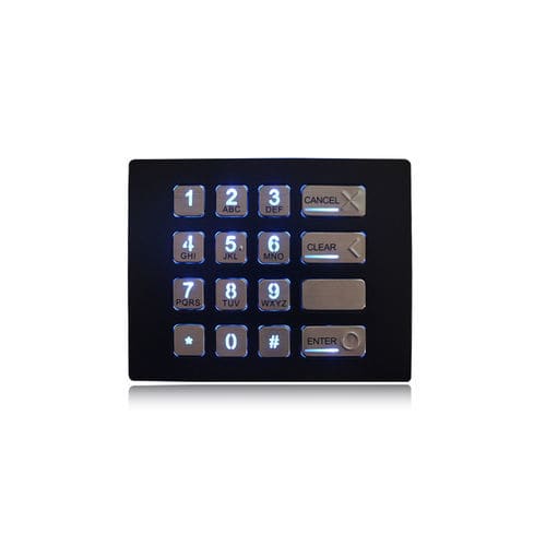 Clavier numérique 16 touches - K-TEK-B124KP-BL-BT-DWP - Key Technology China Limited - encastrable / en acier inoxydable / en titane noir