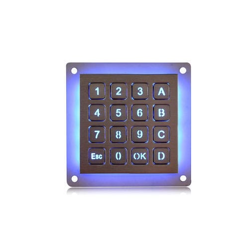 Clavier numérique 16 touches - K-TEK-B60KP-16-AC-BL-DWP - Key Technology China Limited - encastrable / en inox brossé / IP65