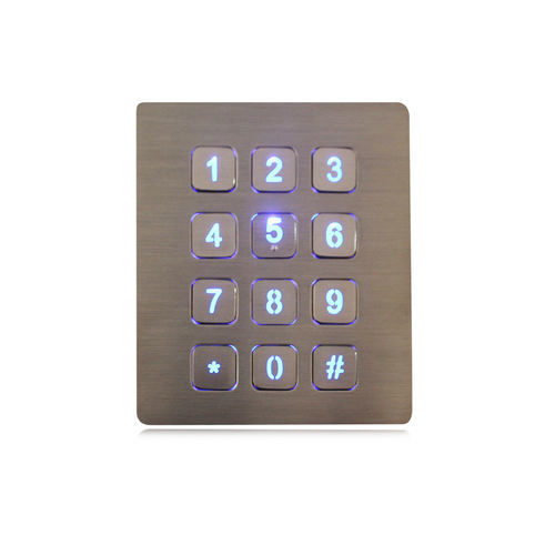 Clavier numérique 12 touches - K-TEK-B88KP-BL-DWP - Key Technology China Limited - encastrable / en métal / en acier inoxydable
