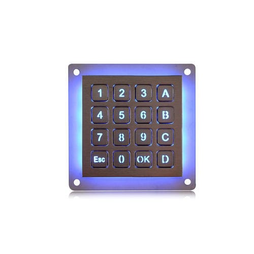 Clavier numérique 16 touches - K-TEK-B60KP-16-KP-BL-DWP - Key Technology China Limited - encastrable / en acier inoxydable / USB