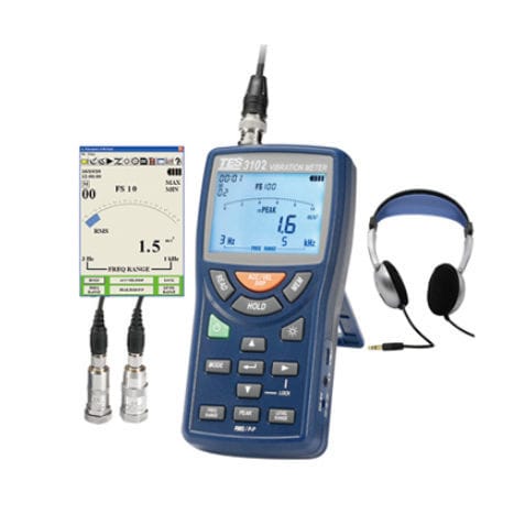 Vibromètre de surveillance de machine - TES-3102 - TES Electrical Electronic Corp. - portable / numérique / accéléromètre