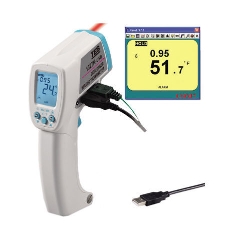 Thermomètre à infrarouge - TES-1327KUSB - TES Electrical Electronic Corp. - à double échelle / °C / °F