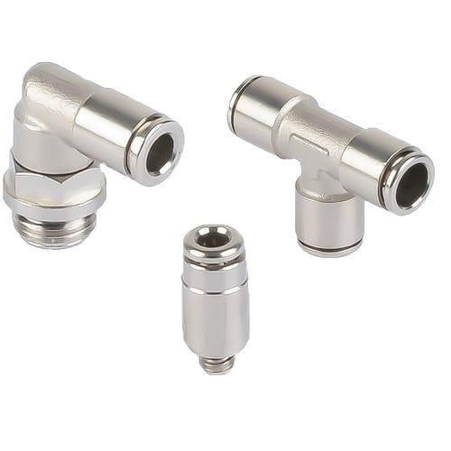 Raccord en laiton nickelé - A100 series - A&T Fluid solutions - pneumatique / push-in / coudé