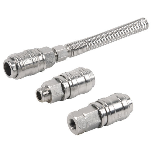 Raccord rapide - E500 series - A&T Fluid solutions - pneumatique / en laiton nickelé / à clapet