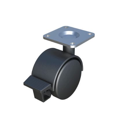 Roulette fixe - RSIT - ISC PLASTIC PARTS - à platine / avec frein / d'ameublement