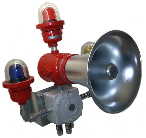Diffuseur d'alarme sonore avec feu à LED - COMBINAZIONI OTTICHE ACUSTICHE ALLUMINIO - KROMA MEC SRL - avec feu au xénon / avec feu tournant / avec feu à éclats