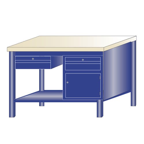 Établi en hêtre - 216/B - ARMECO - pour atelier / monobloc / à 2 tiroirs