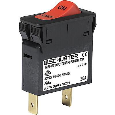 Disjoncteur thermique - TA36  series - SCHURTER - 2 pôles / unipolaire / type interrupteur à bascule