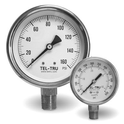 Manomètre analogique - 33 series - Tel-Tru Manufacturing - fileté / en acier inoxydable / à tube de Bourdon