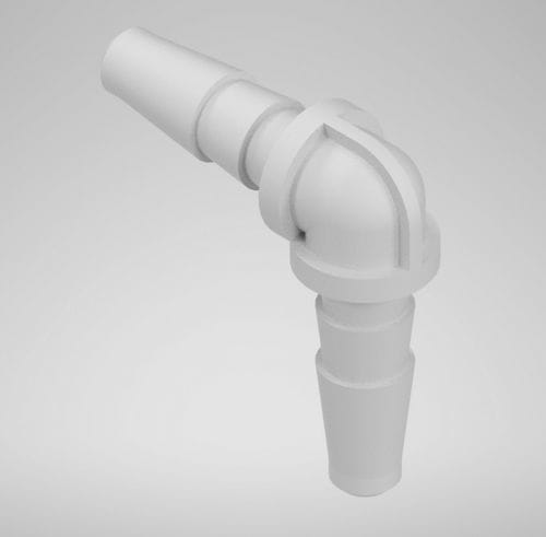 Raccord pour produits chimiques - F31448 series - AIR Logic - pneumatique / cannelé / coudé à 90°