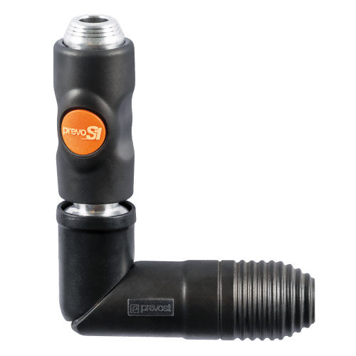 Raccord pneumatique - BSI 061102SW - Prevost - fileté / push-to-lock / coudé