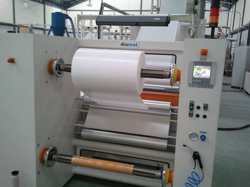 Bobineuse de films plastiques - diamat Maschinenbau GmbH - semi-automatique / pour ligne d'extrusion