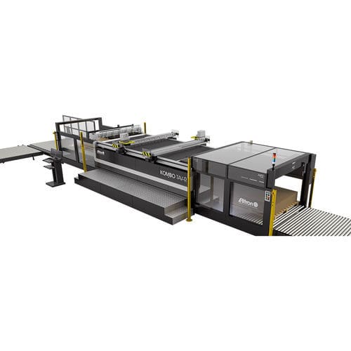 Plotter de découpe totalement automatique - KOMBO TAV-R - Elitron IPM S.r.l. - pour carton / pour textiles / avec convoyeur