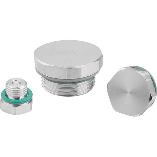 Bouchon rond - 28027 - norelem - Éléments standard mécaniques - à tête hexagonale / fileté / en aluminium