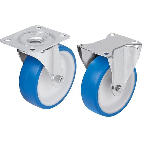 Roulette pivotante - 95046 - norelem - Éléments standard mécaniques - à platine / en acier / en polyuréthane