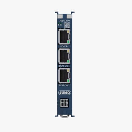Module de communication EtherCAT - 705163 - JUMO Group - RJ45 / 3 ports / sur rail DIN