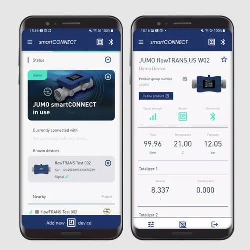 Application mobile de configuration et diagnostic - smartCONNECT - JUMO GmbH & Co. KG - d'acquisition de données / de supervision / pour débitmètre