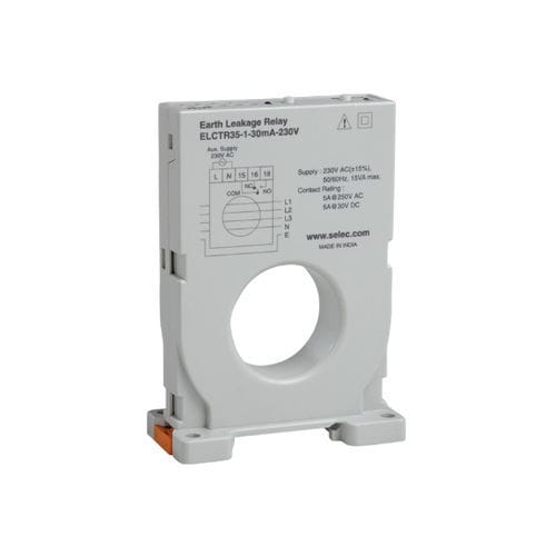 Relais de protection de fuite à la terre - ELCTR35-1-30mA series - SELEC Controls Pvt. Ltd. - de courant / 1NO/NF / triphasé