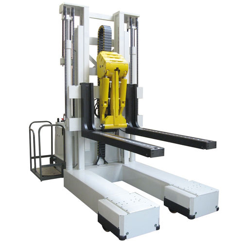 Gerbeur électrique - Stackmatic - DIMECO - avec plate-forme pour conducteur / pour la manutention des outils de presse / de chargement
