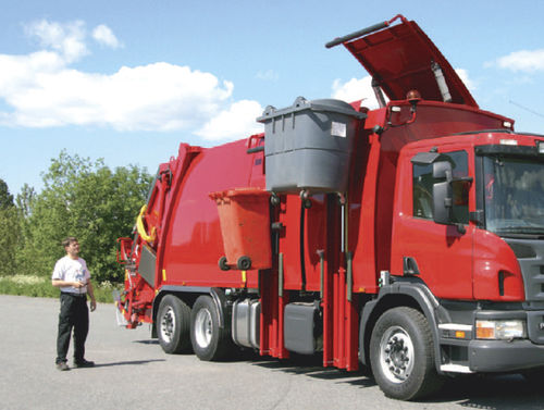 Semi-remorque porte-conteneur - Hüffermann Transportsysteme GmbH  - de déchets / automotrice / basculante