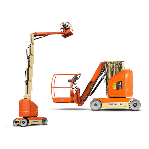 Nacelle à mât vertical mobile - T12E Toucan®  - JLG Industries Inc. - alimentée par batterie / pour usage intérieur et extérieur / compacte