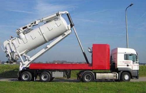 Semi-remorque citerne - Vacu-Press® 5000 Compressor Hi-Lift - Naaktgeboren Rotterdam B.V.  - à 2 essieux / tractée / aspiratrice