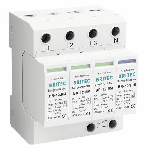Parafoudre de type 1 - BR-12.5M 3+1 series - Britec Electric Co., Ltd - de type 2 / classe I / classe II