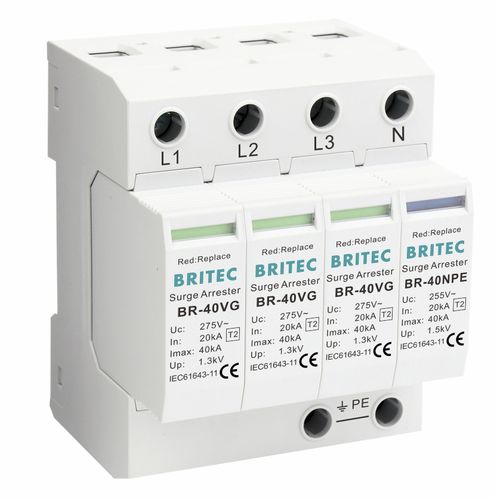 Parafoudre de type 2 - BR-40VG 3+1 series - Britec Electric Co., Ltd - classe II / d'installation électrique / pour éclairage