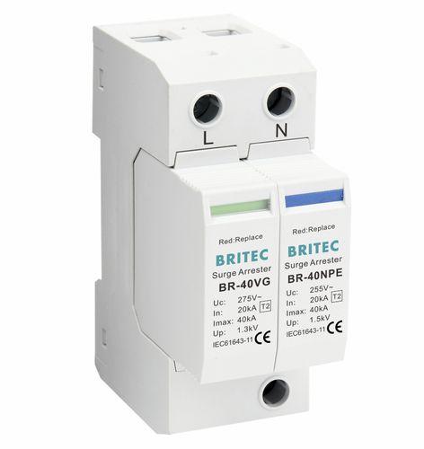 Parafoudre de type 2 - BR-40VG 1+1 series - Britec Electric Co., Ltd - classe II / d'installation électrique / modulaire