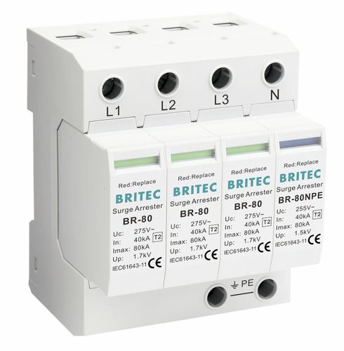 Parafoudre de type 2 - BR-80 3+1 series - Britec Electric Co., Ltd - classe II / d'installation électrique / de télésignalisation