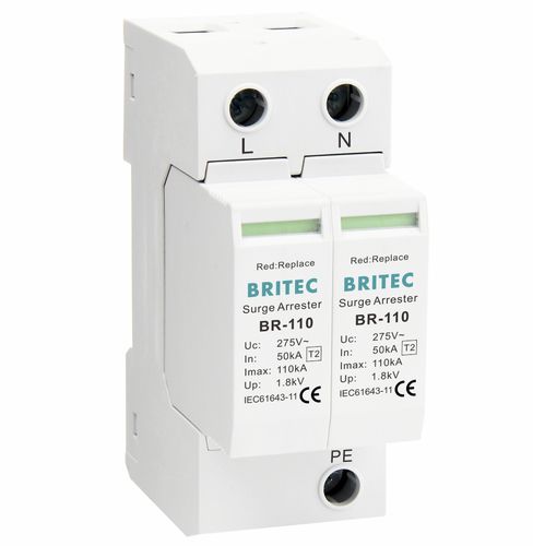 Parafoudre sur rail DIN - BR-110 2P series - Britec Electric Co., Ltd - de type 2 / classe II / d'installation électrique