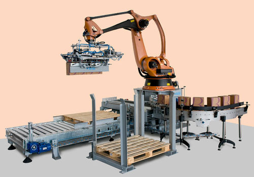 Cellule robotisée de palettisation - MAS PACK - d'emballage / de remplissage / pour l'industrie agroalimentaire