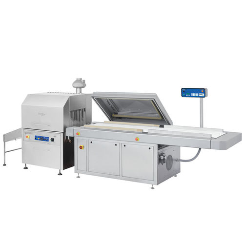 Machine de conditionnement automatique - S 910 B + ST 170 - KOMET Maschinenfabrik GmbH - sous vide / avec tunnel de rétraction / à cloche