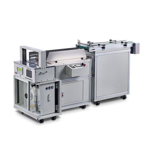Machine de pose de bandeau automatique - WK-02-30SF - DONGGUAN XUTIAN MACHINE CO.LTD. - à film OPP / en ligne / avec convoyeur à bande