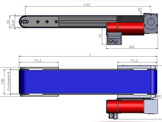 la bande de conveyeur FB 14, a transporté des pièces à 10 kilogrammes à la ceinture accélère à 45 m/mn.