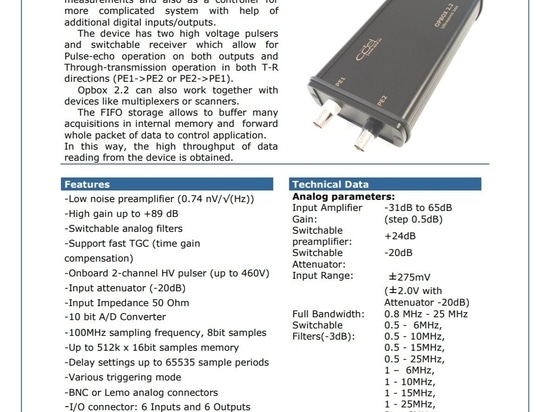 OPBOX ver 2.2 Boîte à ultrasons compacte avec émetteur et récepteur à 2 canaux