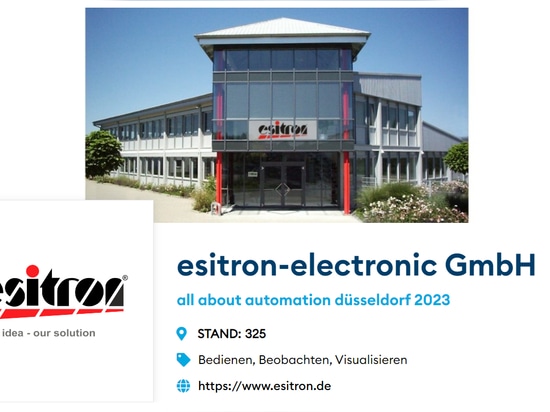 Annonce de salon : esitron à tout sur l'automatisation à Düsseldorf les 18 + 19 octobre 2023