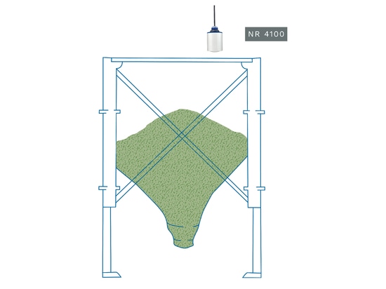 NivoRadar® 4100 dans un silo textile avec des granulés