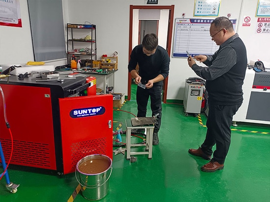 SUNTOP réalise un essai de soudage laser en direct pour un client français