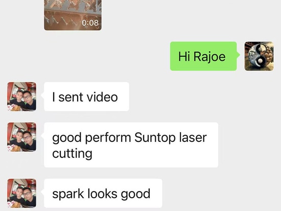 Commentaires positifs d'un client indonésien sur Suntop Laser Cutting