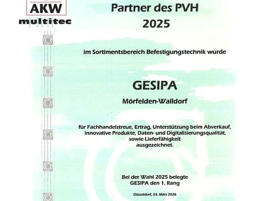 GESIPA® remporte la première place du Prix des partenaires PVH